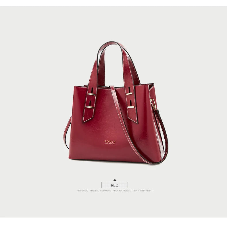 High Quality Women Split Leather Handbag Fashion Workplace Big Capacity Tote Bag Commuter Crossbody Shoulder Bags Mother's Gift