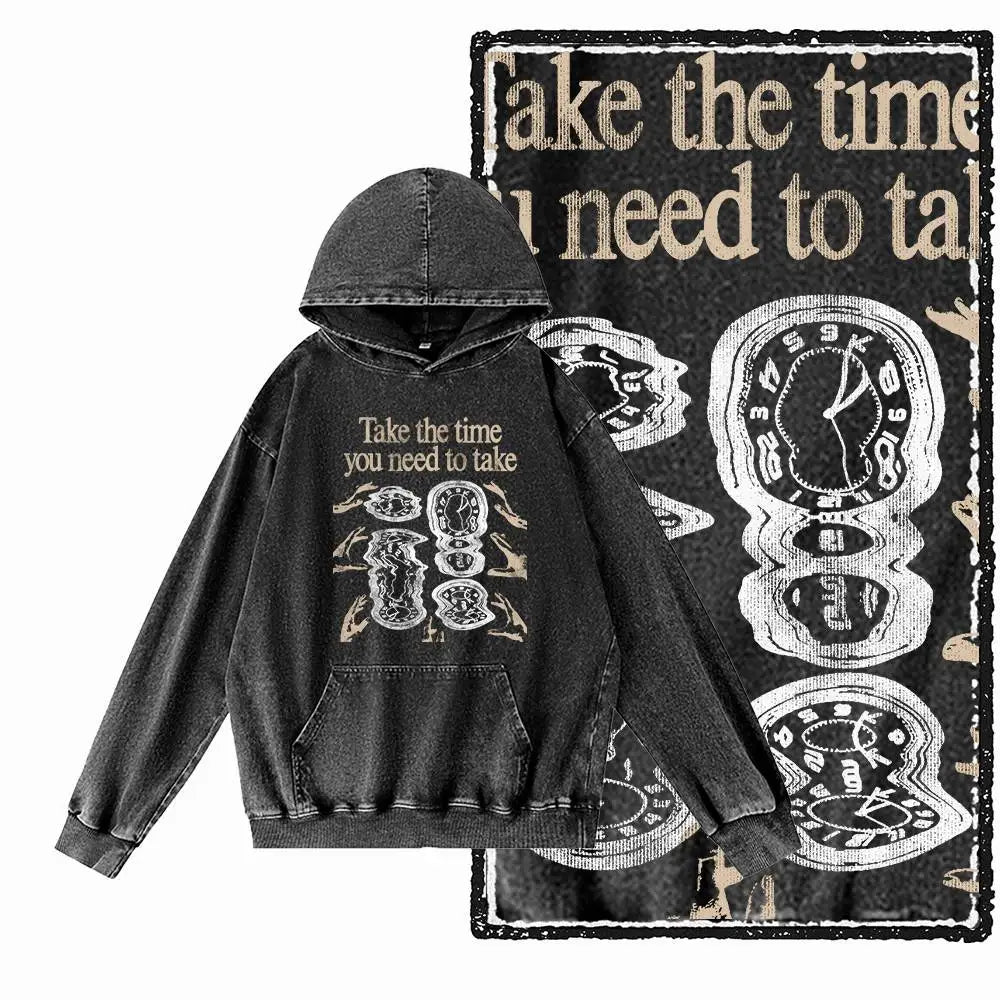 G12 Acid-Washed Black Streetwear Graphic Hoodie