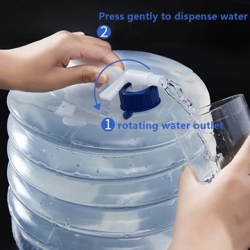 Portable Foldable Water Bag 5/10/15L - Collapsible Outdoor Container for Camping, Hiking, and Picnics