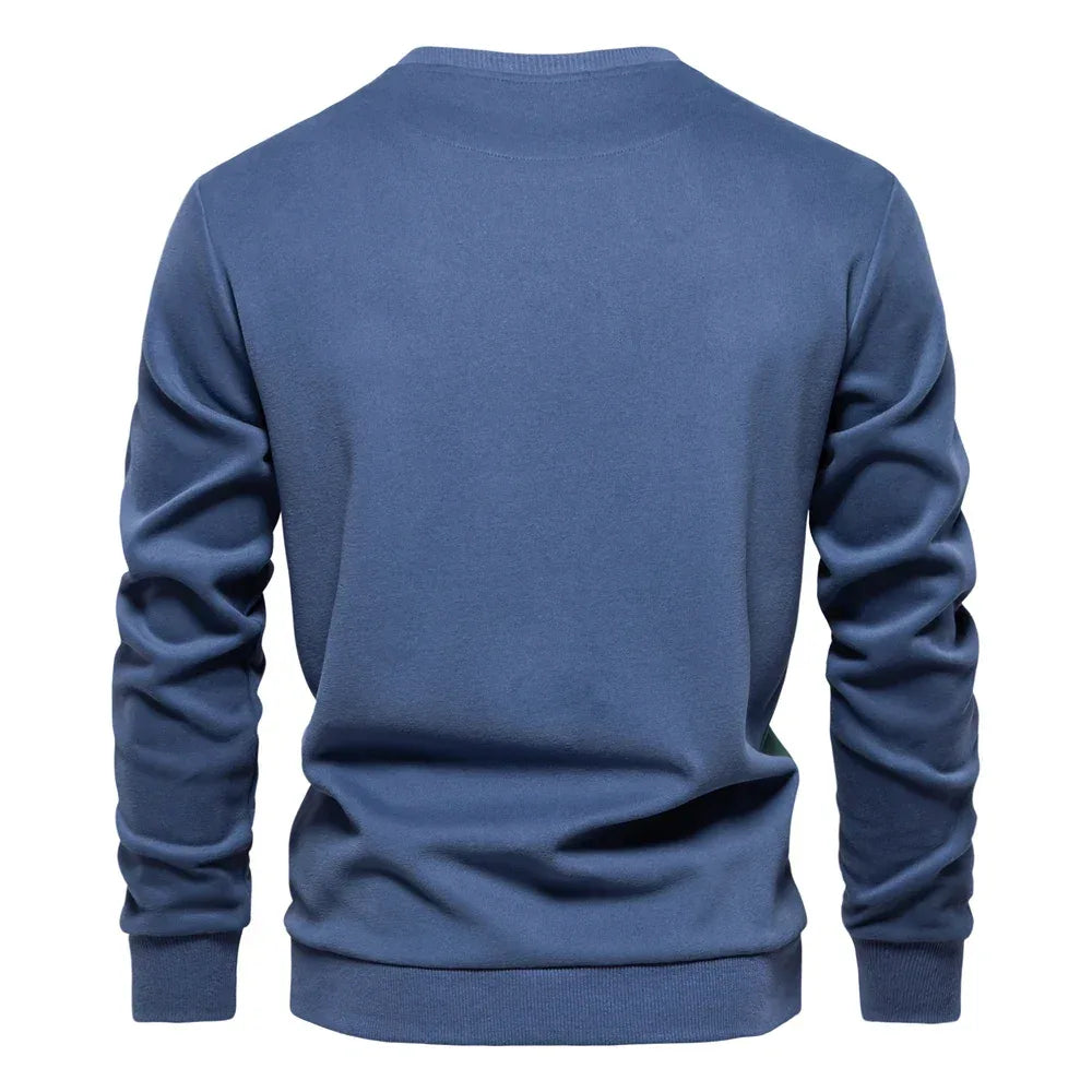 AIOPESON Patchwork Cotton-Blend Crew Neck Sweatshirts - ShopHub