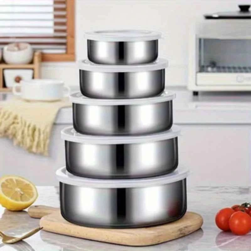 5-Piece Stainless Steel Food Containers Set