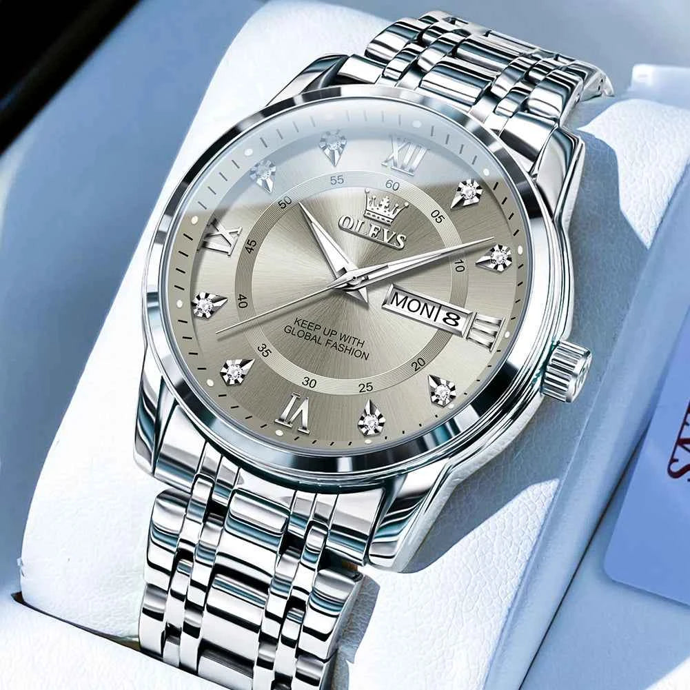 OLEVS 5513X Watch - Original Quartz Waterproof Luminous Watch with Zircon Scale, Perfect Gift for Men & Women in a Beautiful Box