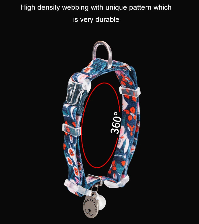 Truelove Pet Floral Collar with Bell Puppy Kitten Nameplate Necklace Cat and Dog Pet Supplies British Shorthair ChihuahuaTLC5312