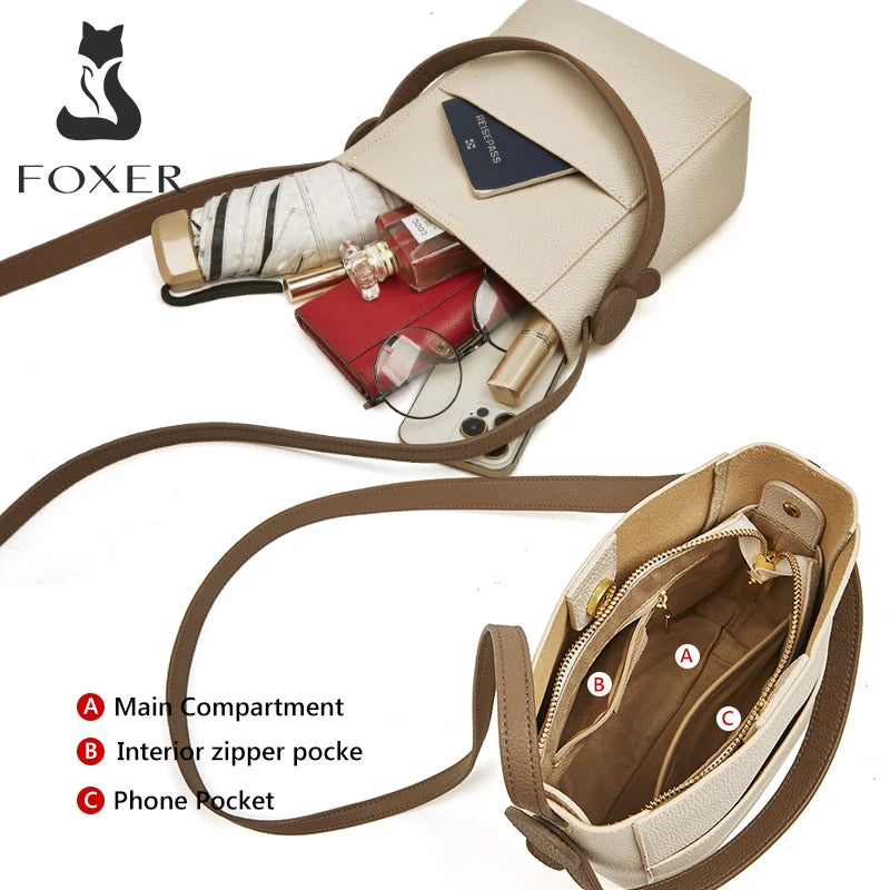 FOXER Split Leather Crossbody Shoulder Bag