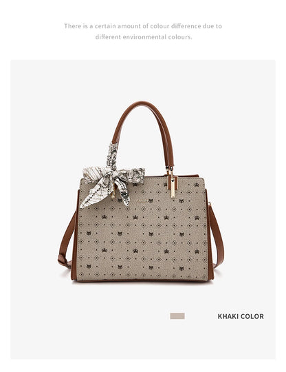 FOXER Vintage Women Handbag PVC Leather Tote Bag Large Capacity Top‑Handle Shoulder Crossbody Bag for Ladie Daily Work Purse