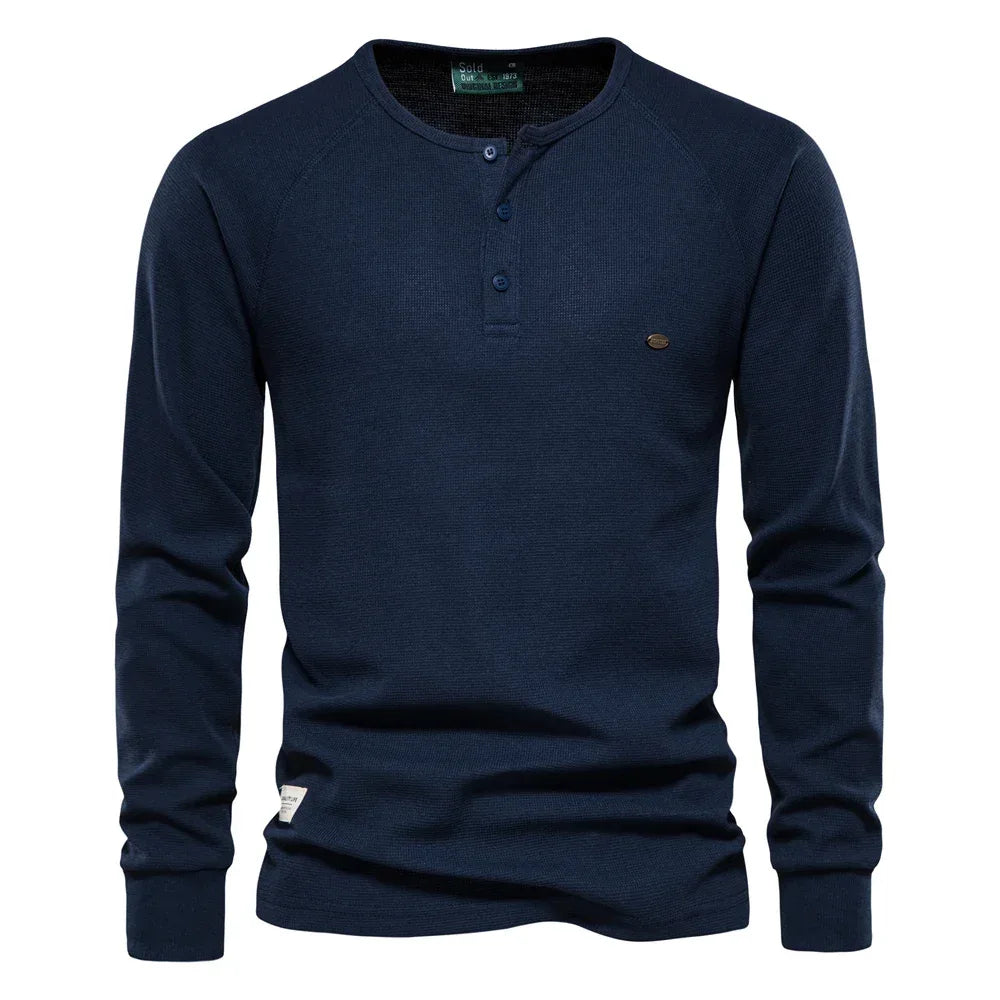 AIOPESON Waffle Henley Shirts - ShopHub