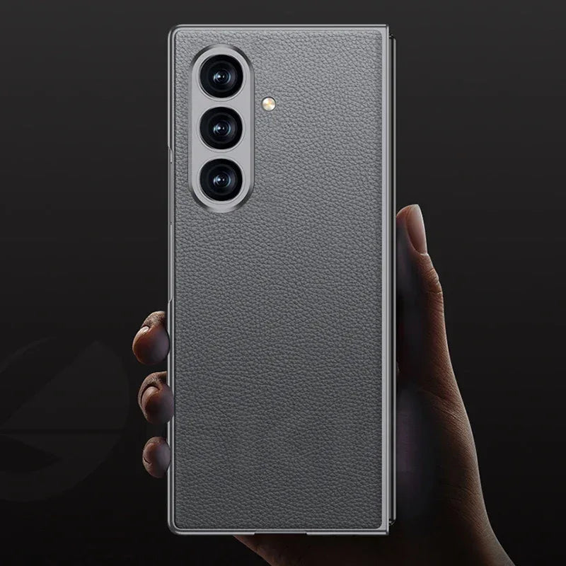 Luxury Plain PU Leather Case for Samsung Galaxy Z Fold 7 - ShopHub