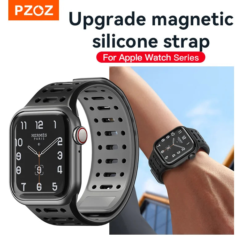 PZOZ Magnetic Silicone Apple Watch Strap with Buckle