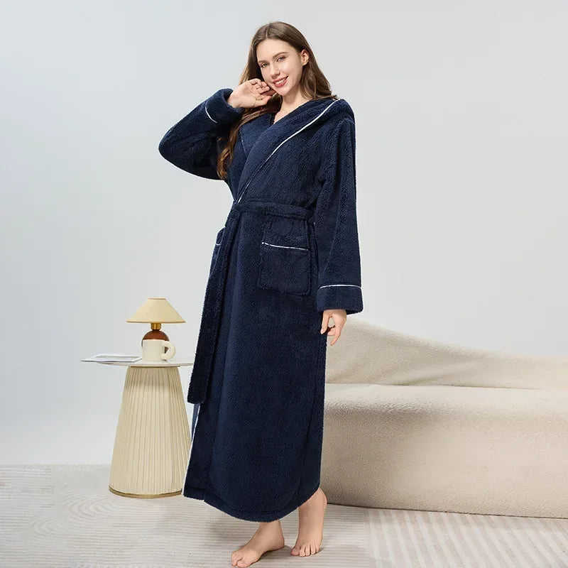 Thicken Flannel Couple Long Robes - ShopHub
