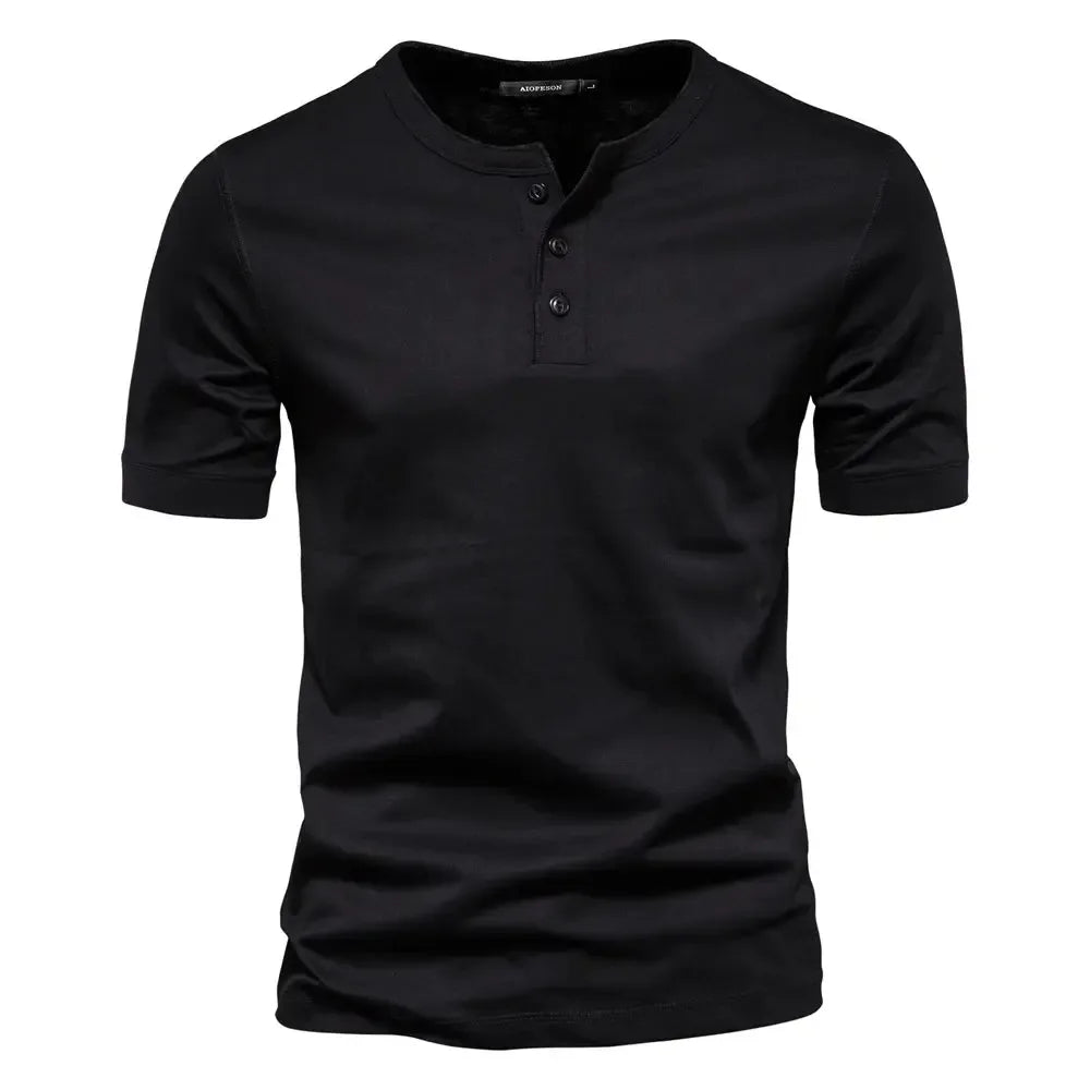 AIOPESON 100% Cotton Henley Collar T-Shirts - ShopHub