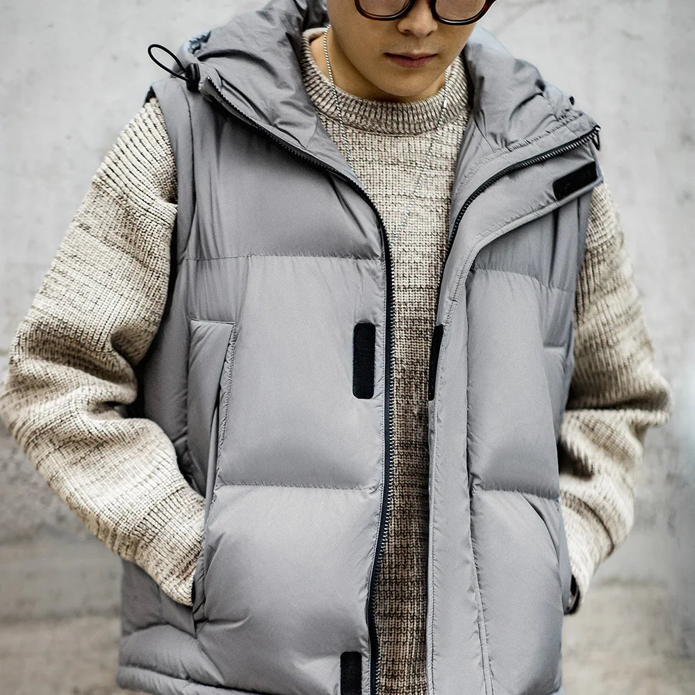 Maden Men's Winter Detachable Sleeves Down Jacket – Two Jackets in One