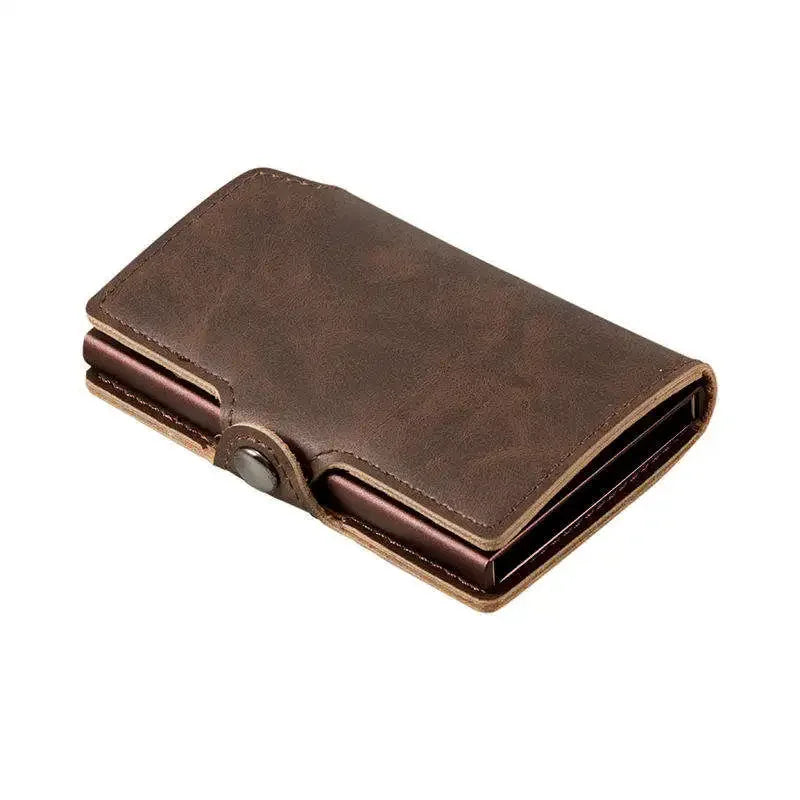 Split Leather Mens Slim Card Holder Wallet with Money Clip RFID Blocking Pop Up Credit Cardholder Minimalist Wallets for Men