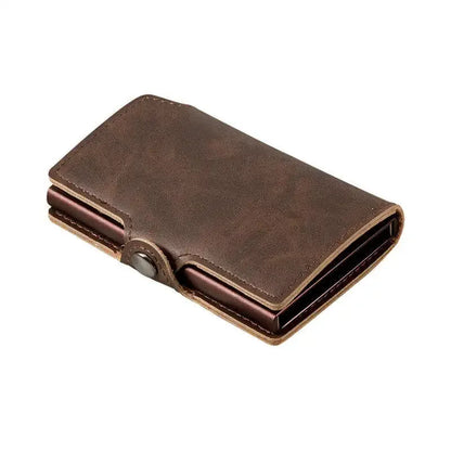 Split Leather Mens Slim Card Holder Wallet with Money Clip RFID Blocking Pop Up Credit Cardholder Minimalist Wallets for Men