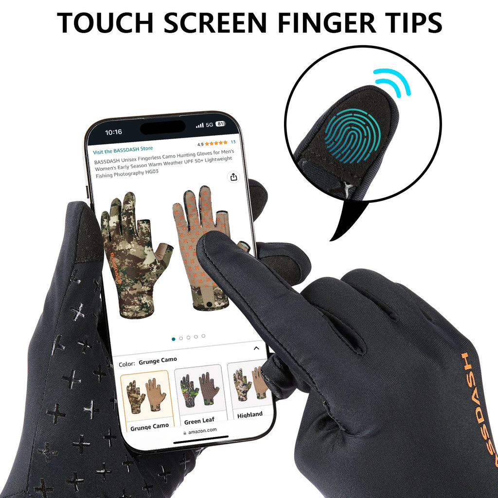 Men's Lightweight UPF 50+ Camo Hunting Gloves ShopHub