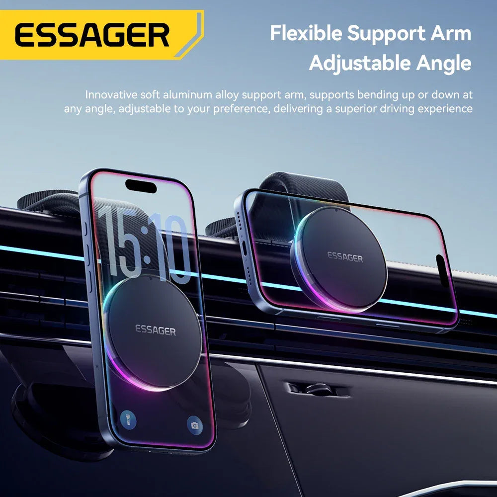 Essager 360° Free Rotation Magnetic Car Phone Holder and LED 15W Wireless Charger Stand - ShopHub