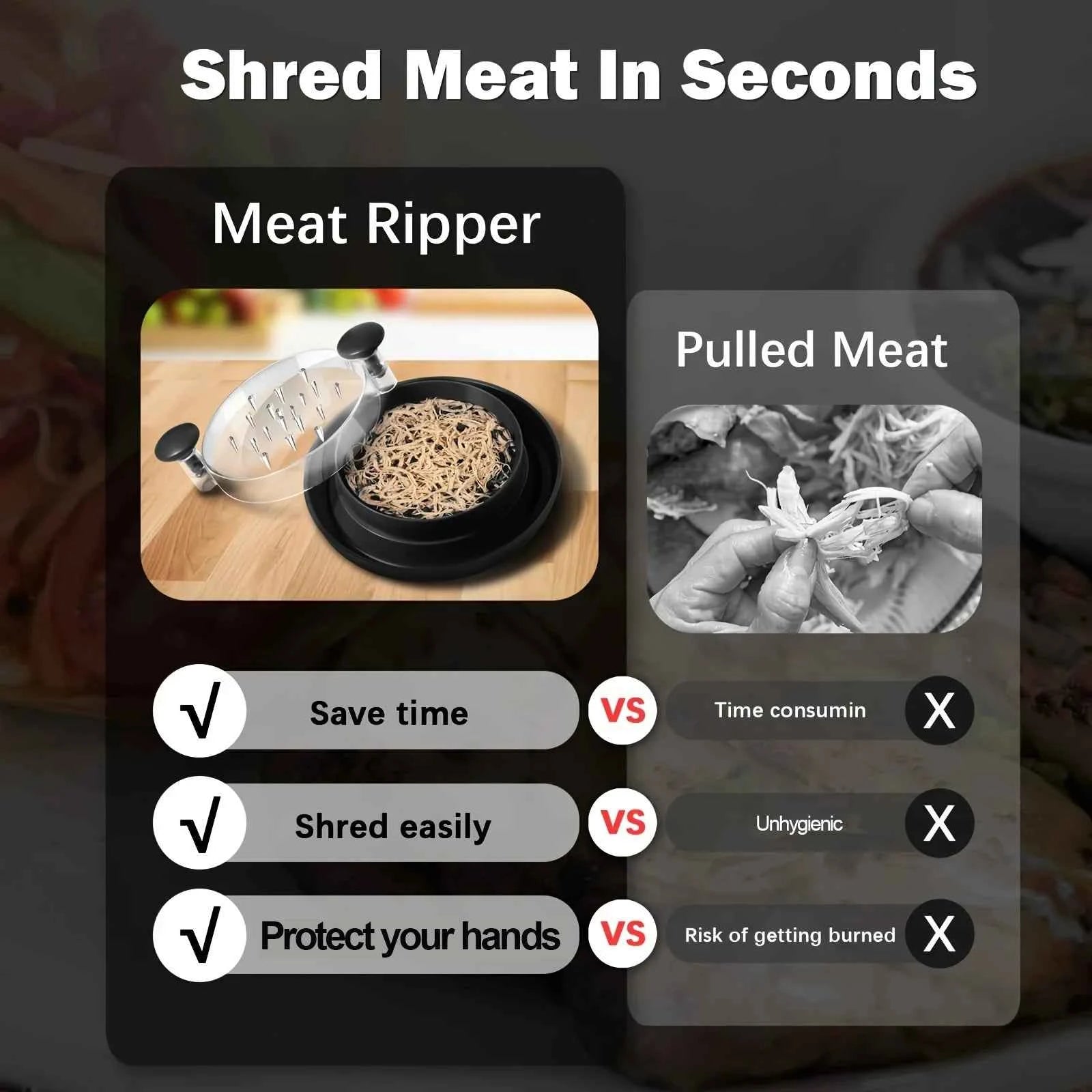 Upgraded Chicken Shredder with Transparent Cover, Large Non-Slip Blade for Meat & Vegetables, Easy to Clean