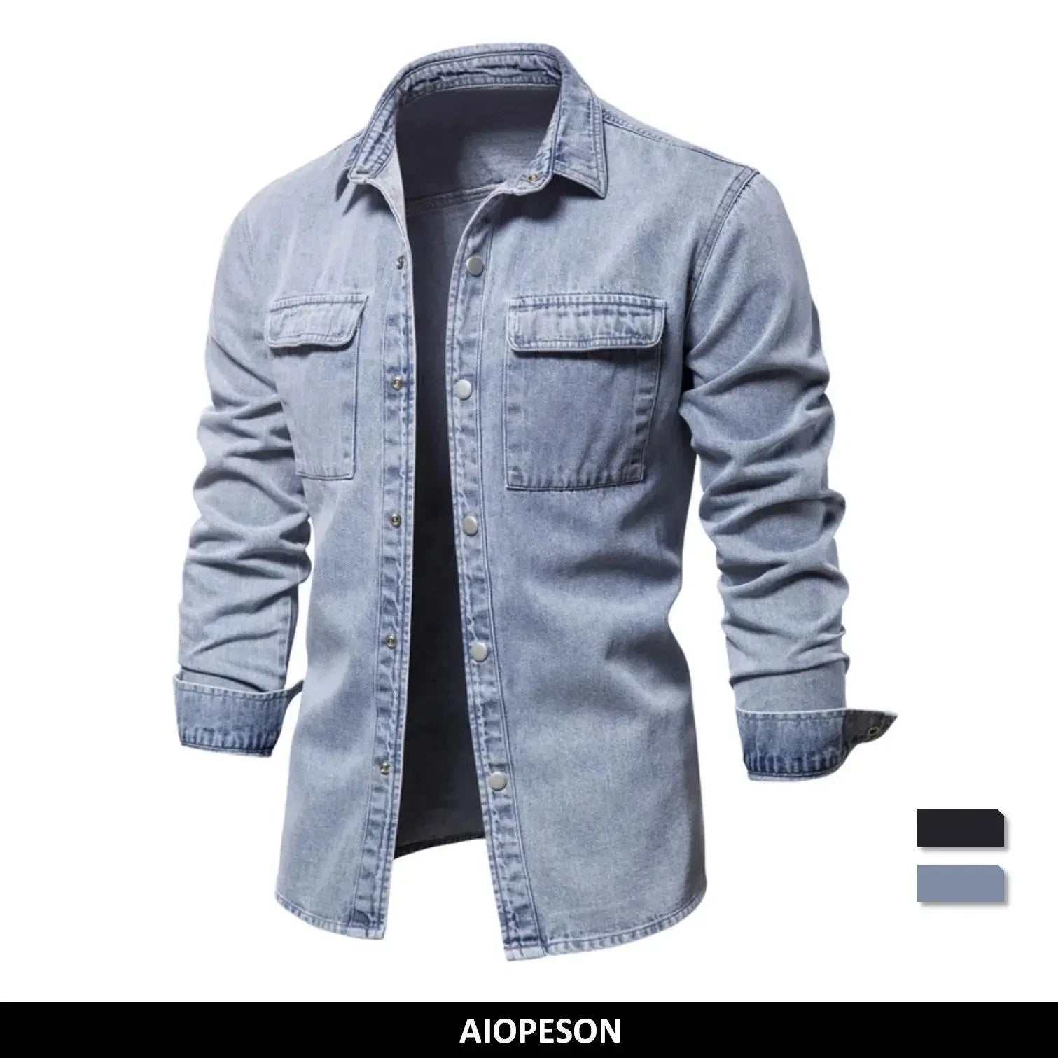 AIOPESON's 100% Cotton Denim Shirts - ShopHub