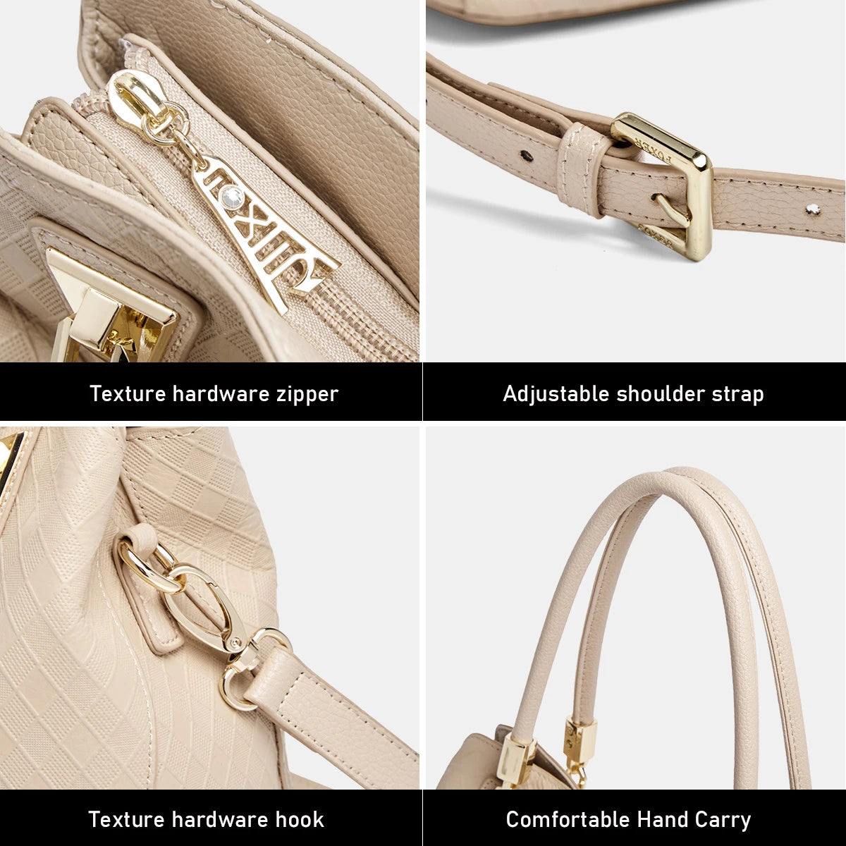 FOXER Lady's Handbag Genuine Leather 2026 Elegant Female Shoulder Bag Luxury Design Crossbody Bag Diamond Embossing Commute Work