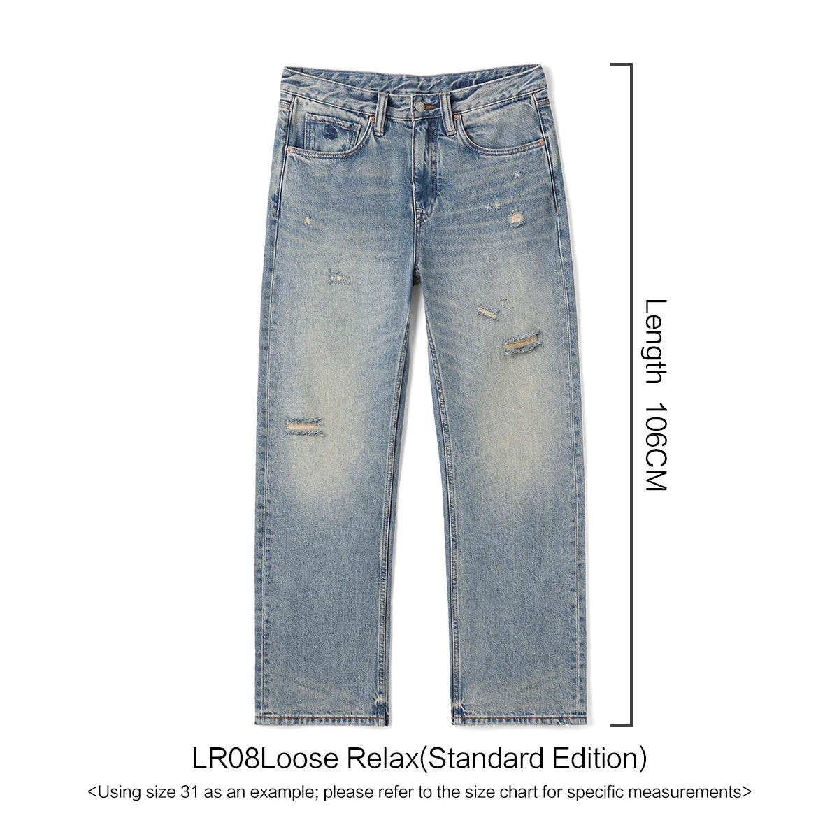 SIMWOOD High Standard 2026 Summer New Loose Relax 14oz Fabric Hole Ripped Jeans Men Vintage Streetwear Fashion Denim Pants
