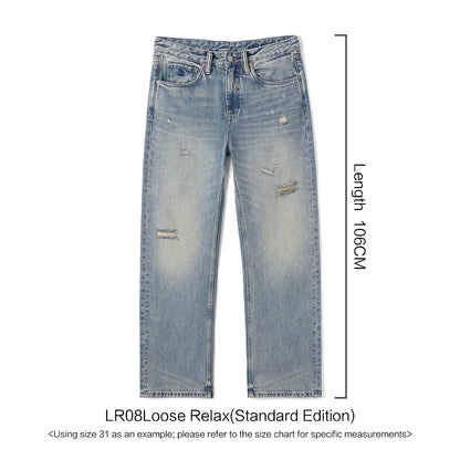 SIMWOOD High Standard 2026 Summer New Loose Relax 14oz Fabric Hole Ripped Jeans Men Vintage Streetwear Fashion Denim Pants
