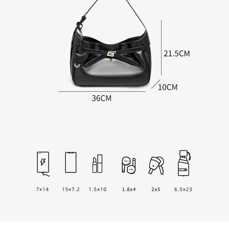 FOXER Women's Shoulder Bag Soft Artificial Leather Underarm Bag Large Capacity Lady Handbag Simple Daily Tote Bag Purse