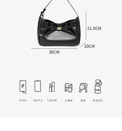 FOXER Women's Shoulder Bag Soft Artificial Leather Underarm Bag Large Capacity Lady Handbag Simple Daily Tote Bag Purse