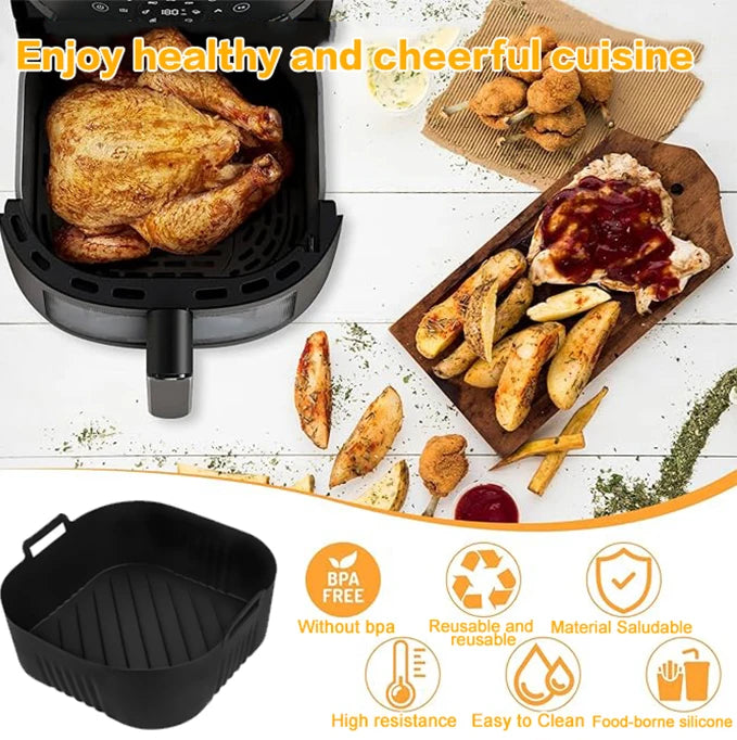 Premium 23cm Silicone Air Fryer Basket Liner for Ninja 180,Cosori 5.5L/6L/6.1L, Phi Series 2000 6.2L Na230