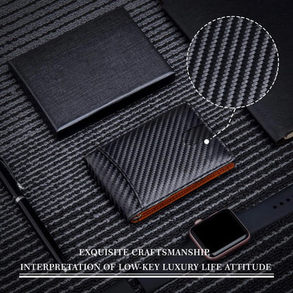 Rfid Leather Men Wallets Money Bag Slim Thin Card Holder Wallet Carbon Fiber Male Small Short Purse Black Billfold Walet Gifts
