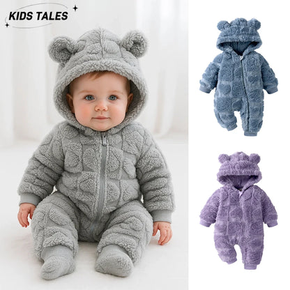 Kids Tales Sweetheart Flannel Hooded Baby Romper
