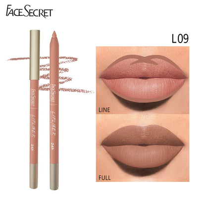Face Secret 12 Colour Lipliner makeup set with colorful lipliner pencils on a neutral background.