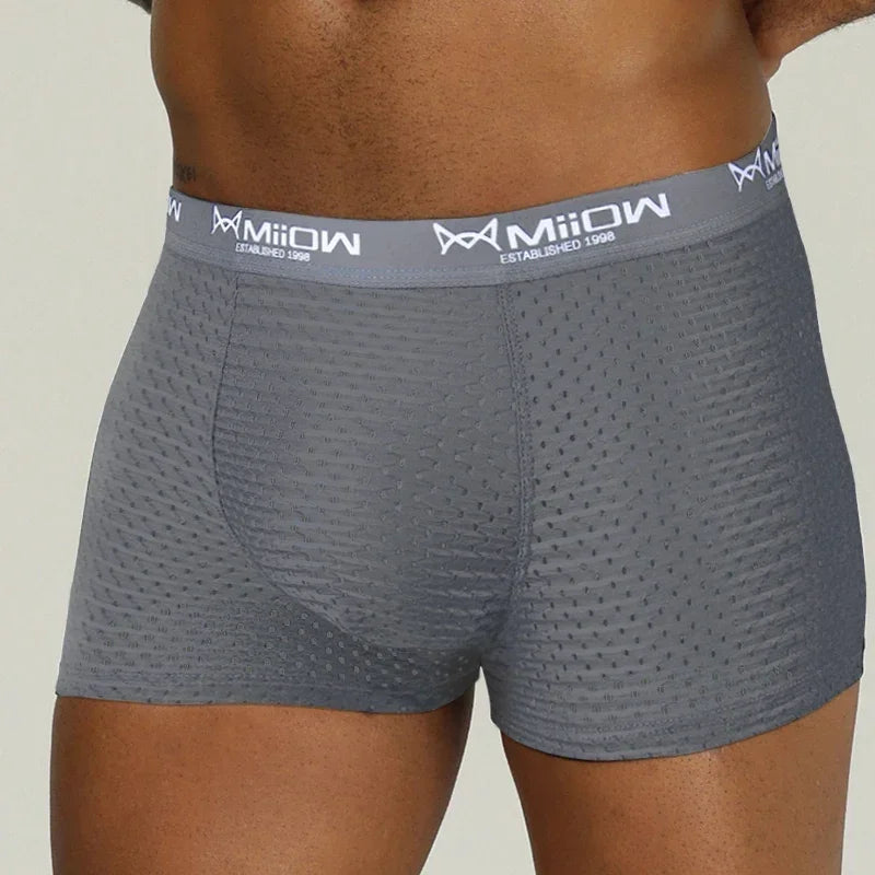 MiiOW Breathable Mesh Men's Underwear - Sexy Ice Silk Boxers