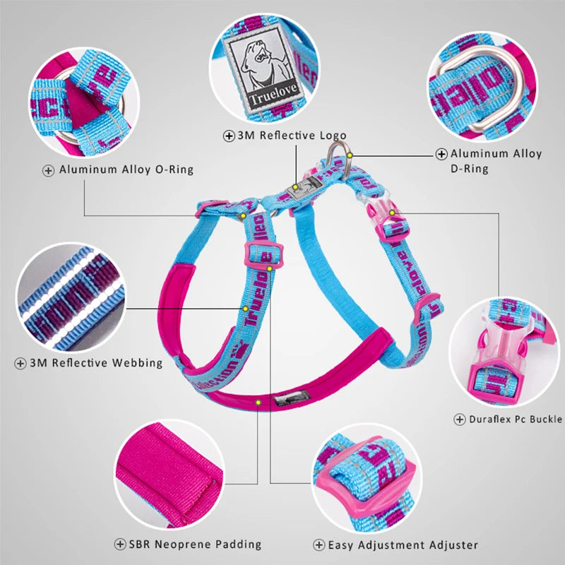Truelove Dog Harness Reflective No Pull Tactical Military Training Design Neoprene Padded Comfort Mesh Adjustable TLH6371
