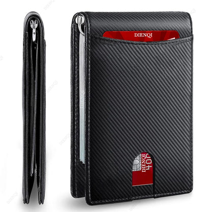 Rfid Carbon Fiber Men Wallets Man Card Holder Money Bag Slim Thin Mini Wallet Male Small Short Purse Black Walet Billfold Vallet