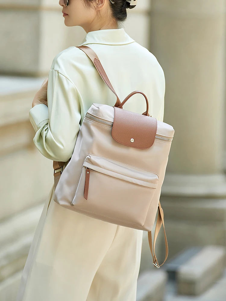 ZOOLER Oxford & Leather Patchwork Backpack
