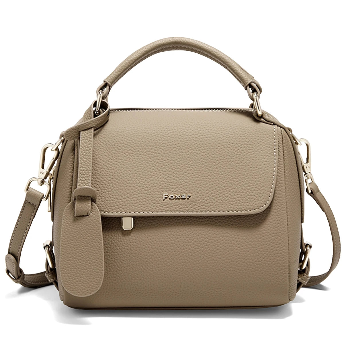FOXER Elegant Women's Handbag In Genuine White Leather