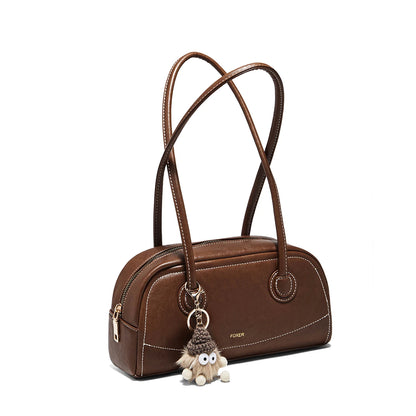 FOXER New Large Capaci Women's Handbag PU Leather Simple Retro Single Underarm Bag for Female Casual Commuting Pillow Bag Purse