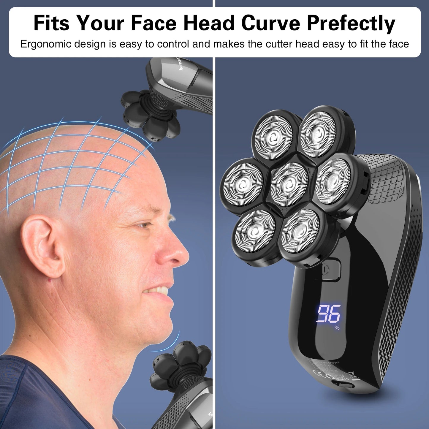 Kensen S8 Electric Head Shaver for Men 7D Floating Cutter
