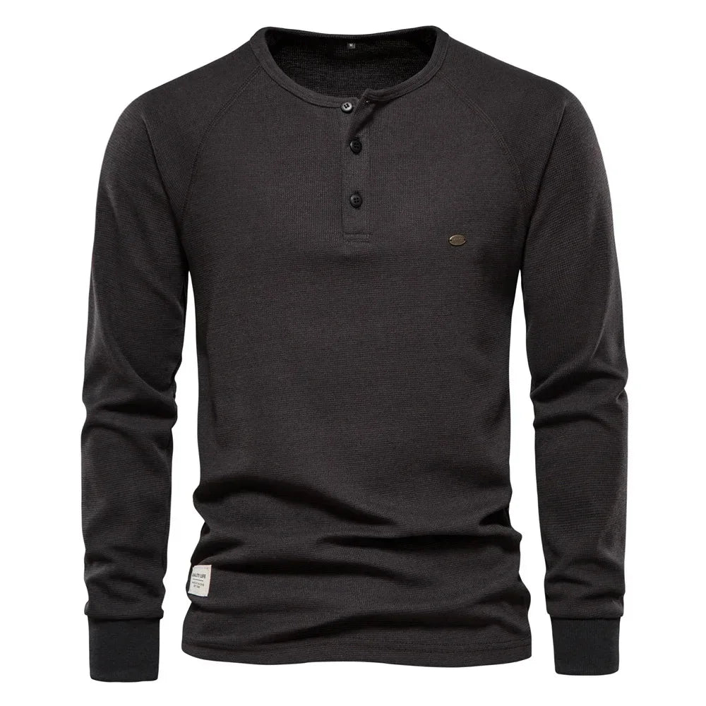 AIOPESON Waffle Henley Shirts - ShopHub