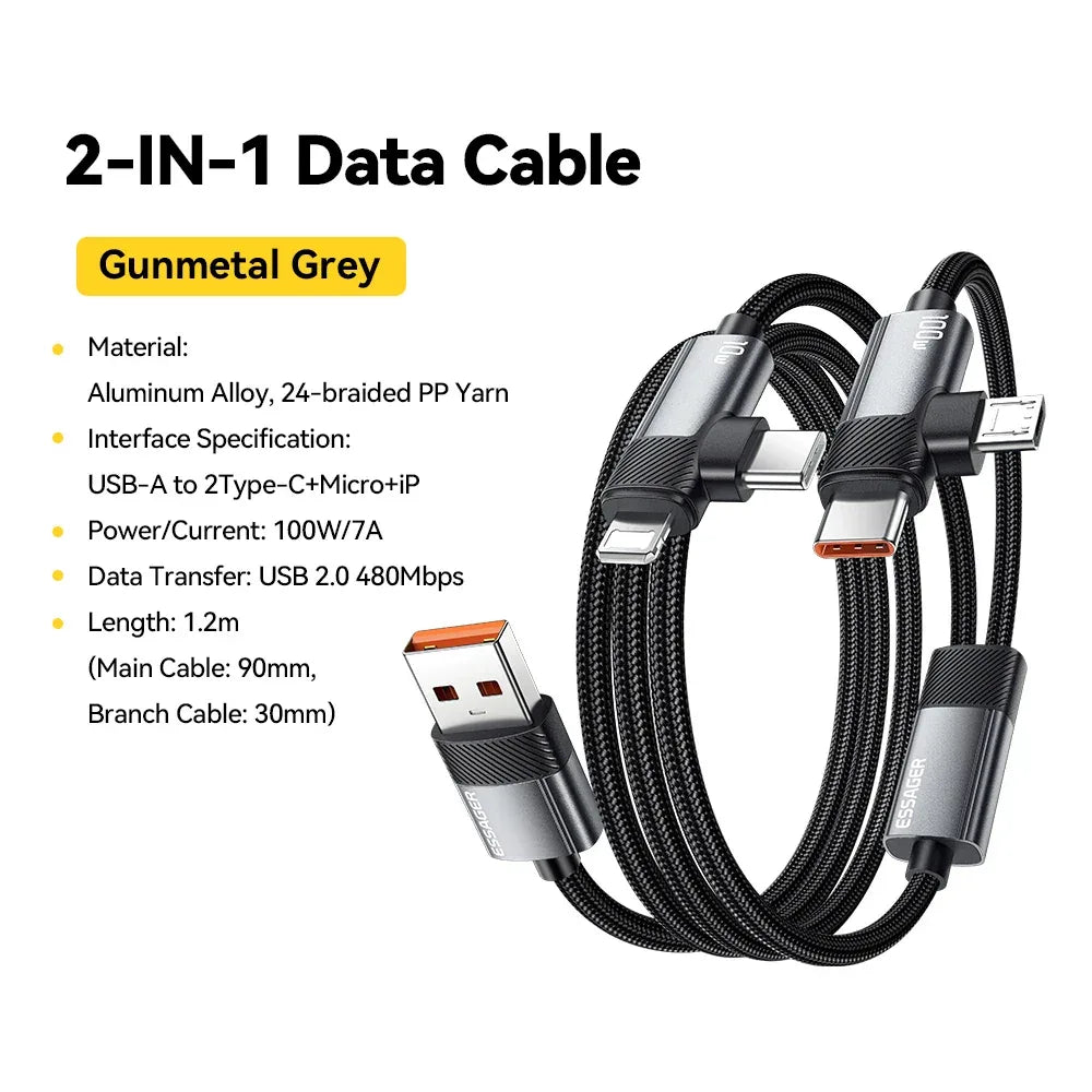 Essager 2-in-1 100W Fast Charging Cable - ShopHub