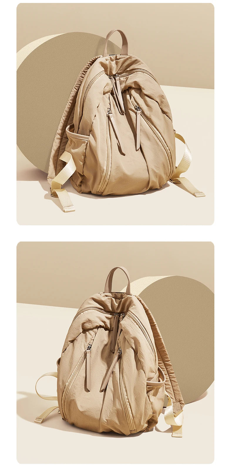 FOXER Simple Solid Color Backpack Women Backpack Waterproof Cotton Fabric Laptop School Bag Fashion Teenage Girl Travel Book Bag