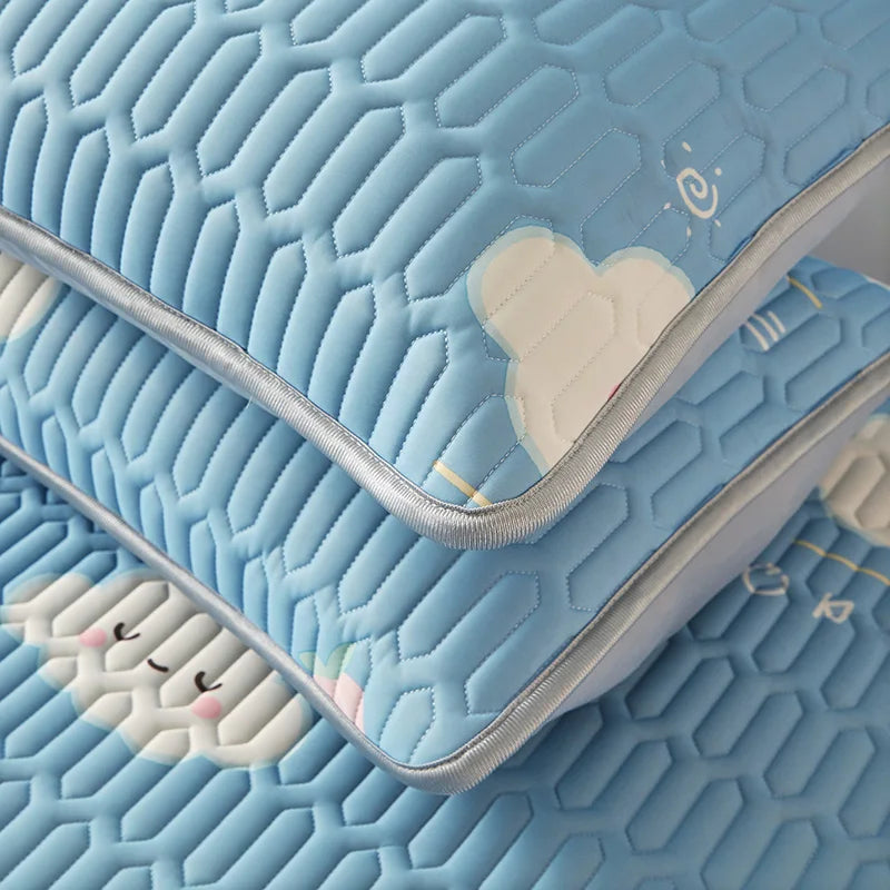 Cooling summer bed mattress pad and pillowcase set by ShopHub NZ, designed for a comfortable, cool sleep experience.