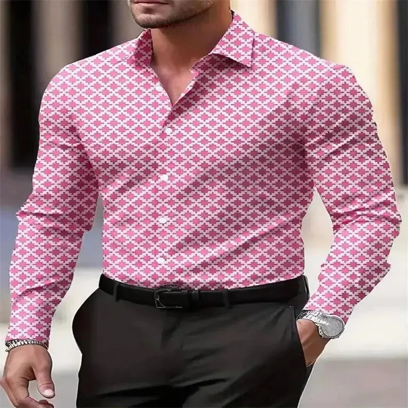 Men's Casual Long-Sleeved Plaid Shirts - ShopHub