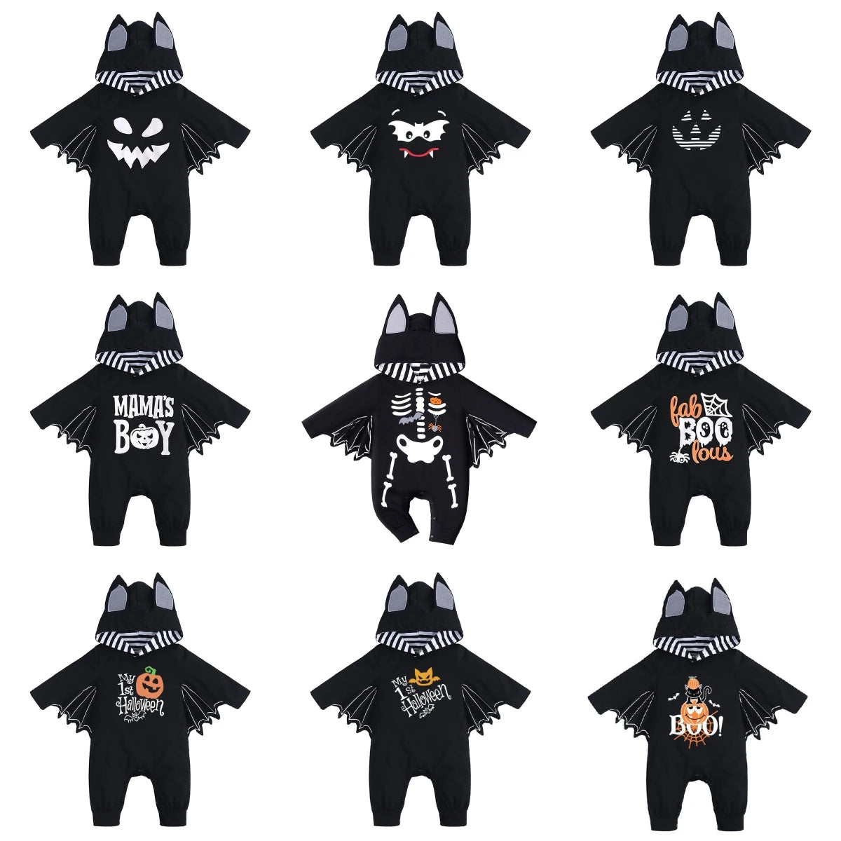 Kids Tales Batty Boo Cotton-Blend Halloween Baby Romper