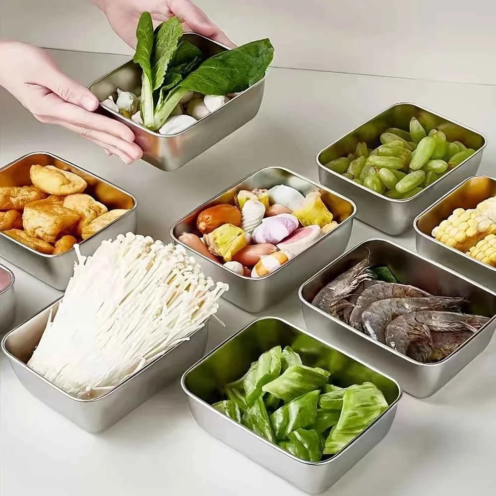 6Pcs Stainless Steel Food Containers, Kitchen Tools & Accessories, Kitchen Items Leakproof Stackable for Camping Picnic
