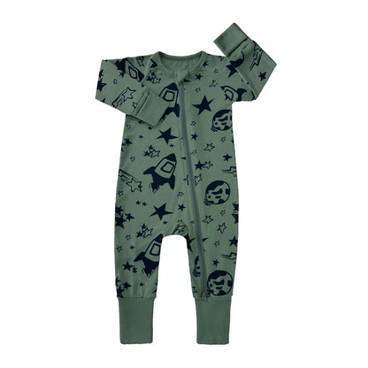 Kids Tales Dreamscape Bamboo-Blend Printed Zip Romper