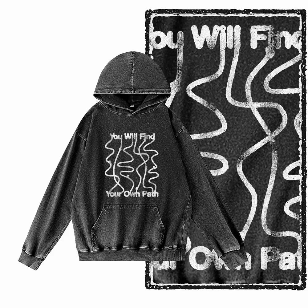 After Dark Acid-Washed Black Graphic Hoodie