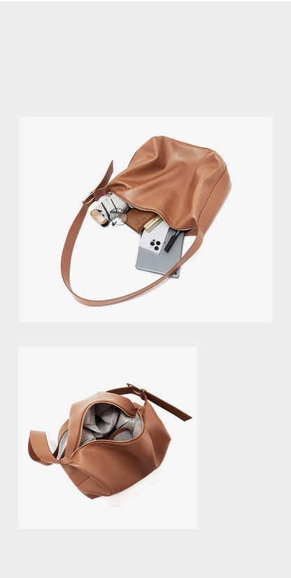 FOXER Large Soft Split Leather Shoulder Bag
