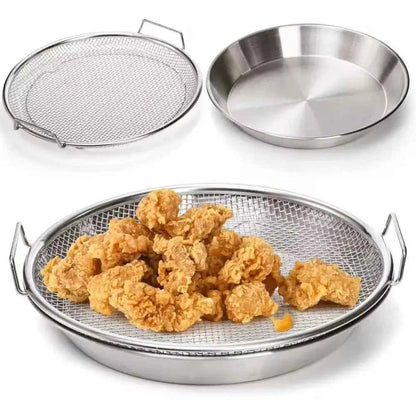 Stainless Steel Oil Filter Tray with Handle, 20cm Strainer Basket for Frying Tempura Barbecue Grilling, Kitchen Cooking Tool