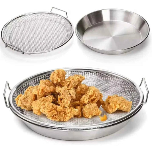 Stainless Steel Oil Filter Tray with Handle, 20cm Strainer Basket for Frying Tempura Barbecue Grilling, Kitchen Cooking Tool
