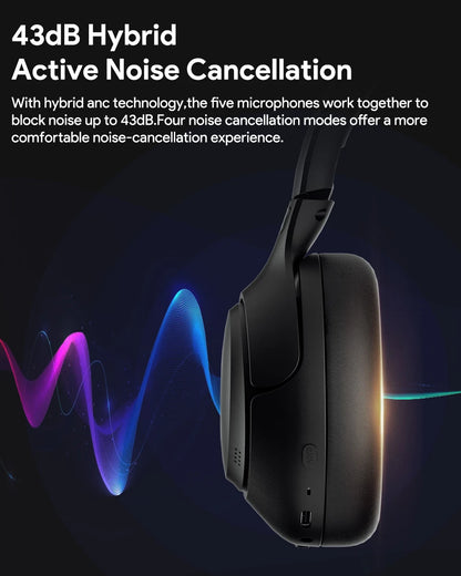 QCY H3 ANC Wireless Headphones with 43dB Hybrid Active Noise Cancellation and 60H Playtime - ShopHub